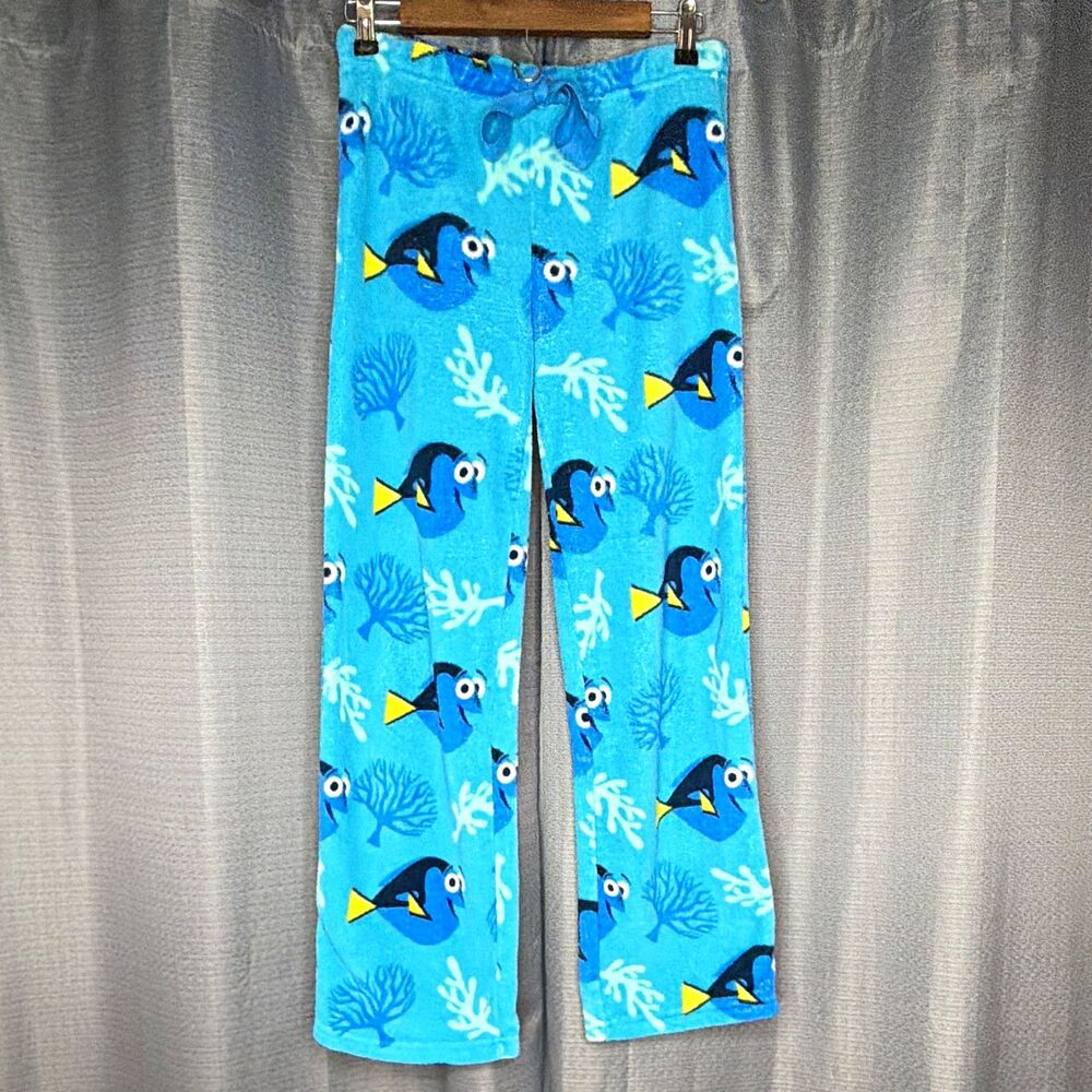 Disney Pixar Finding Dory Blue Fleece Pajama Pants Drawstring medium